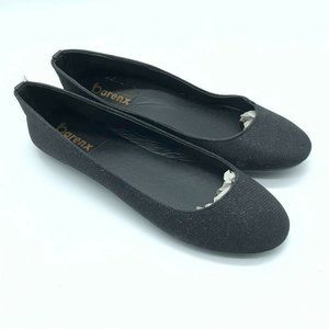 Barenx Womens Ballet Flats Slip On Round Toe Basic Glitter Black Size 7.5